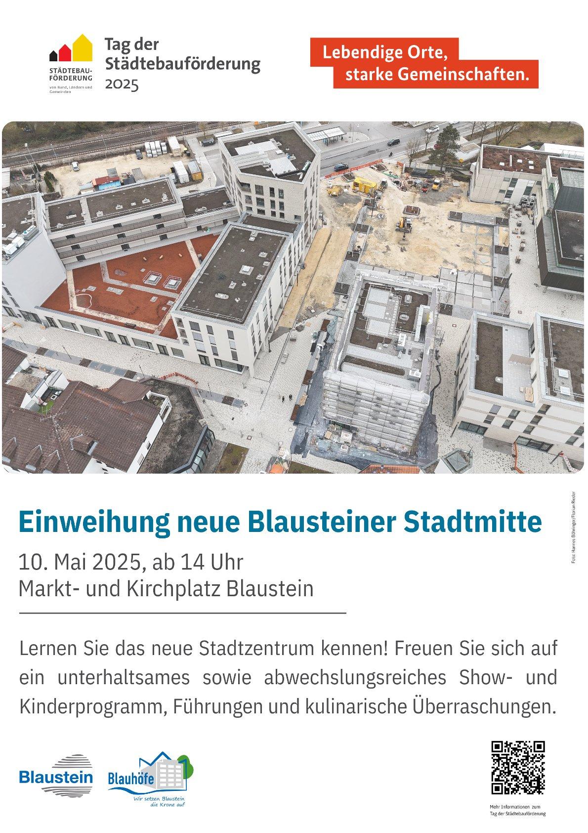 Plakat zur Einweihung der neuen Blausteiner Stadtmitte