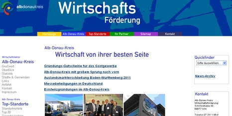 Screenshot Internetseite Alb-Donau-Kreis