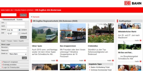 Screenshot Deutsche Bahn